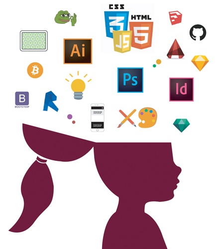 drawing with skills photohop, illustrator, in design, html5, css3, javascript, artlantis, sketch, sketchup, bitcoin, pepememe, pattern, ui, revit, autocad, bootstrap, github